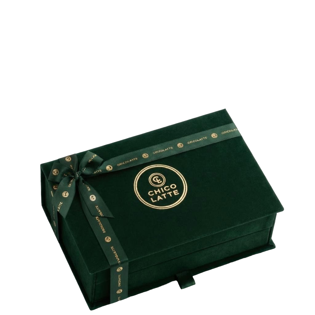 Çekmeceli Kadife Koyu Yeşil Çikolata Kutusu