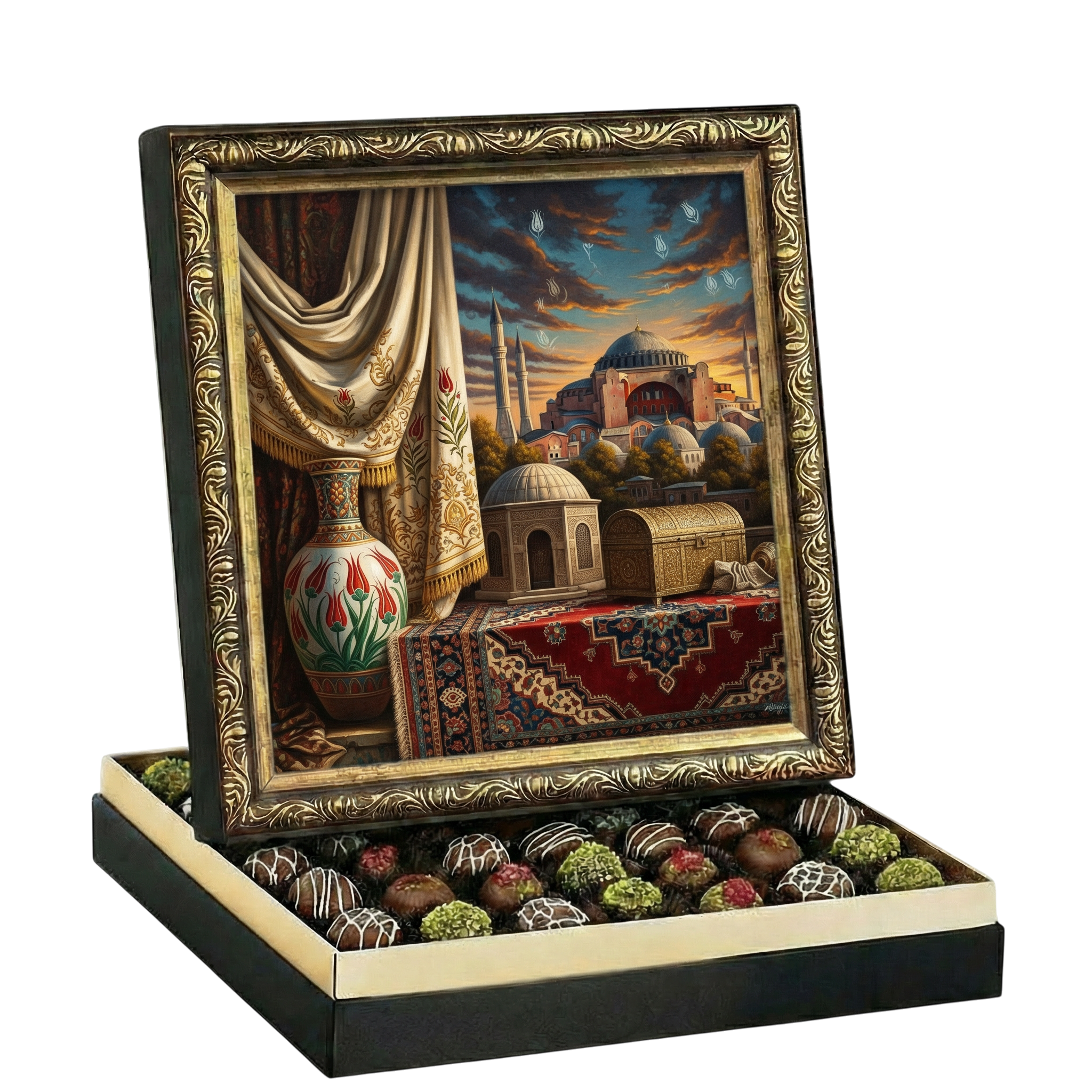 Çerçeveli Etnik Ayasofya Büyük Çikolata Kutusu