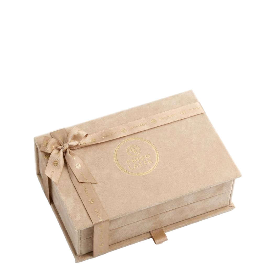 Çekmeceli Kadife Bej Çikolata Kutusu