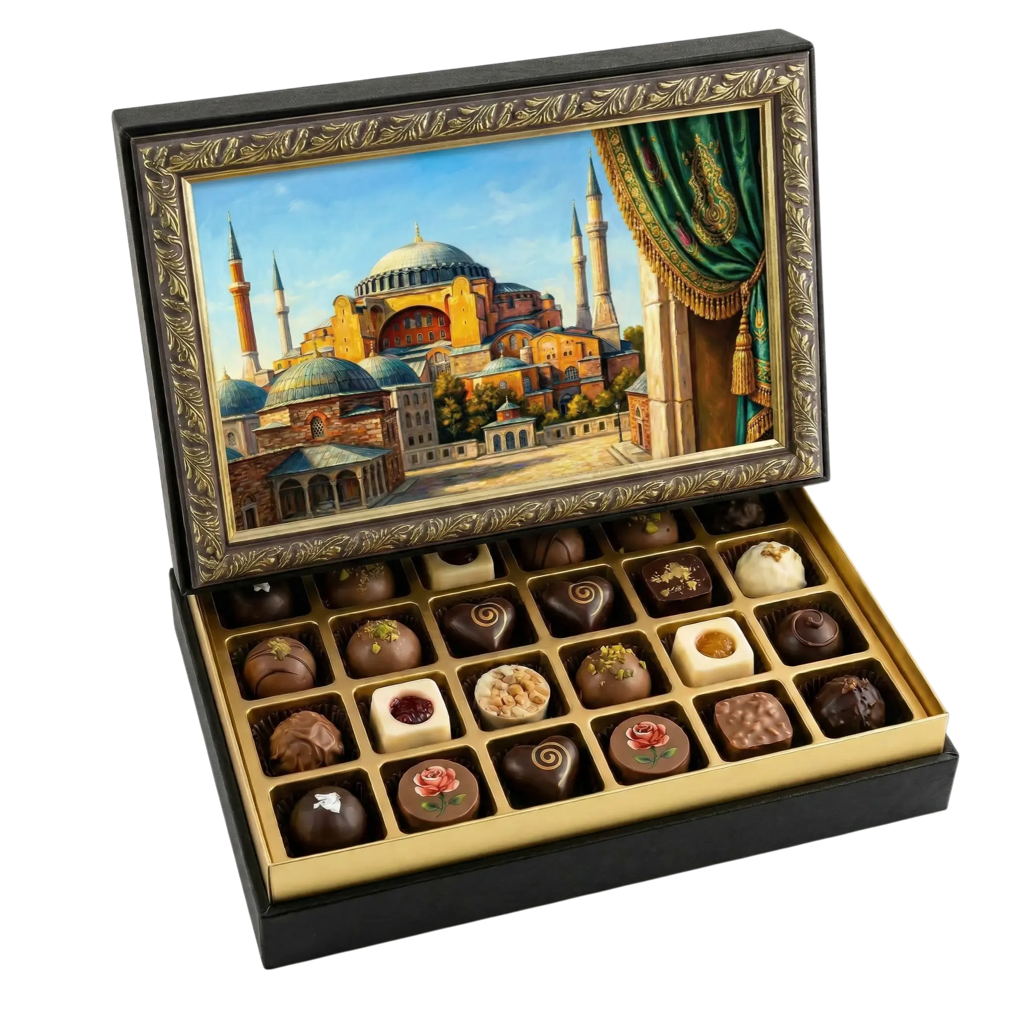 Çerçeveli Orta Dikdörtgen Perde ve Ayasofya Çikolata Kutusu