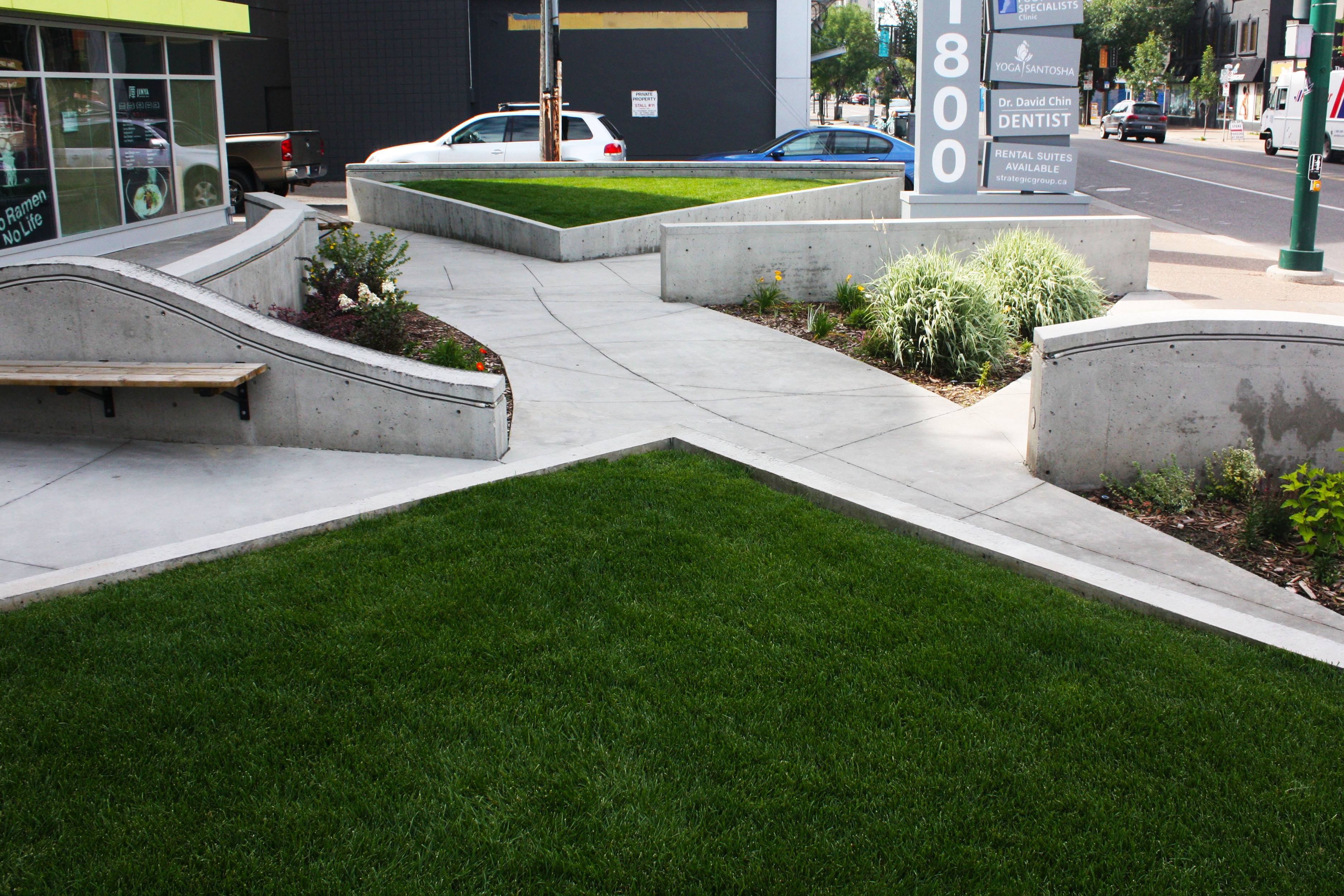 Commercial concrete landscape project completed by Year-Round Landscaping