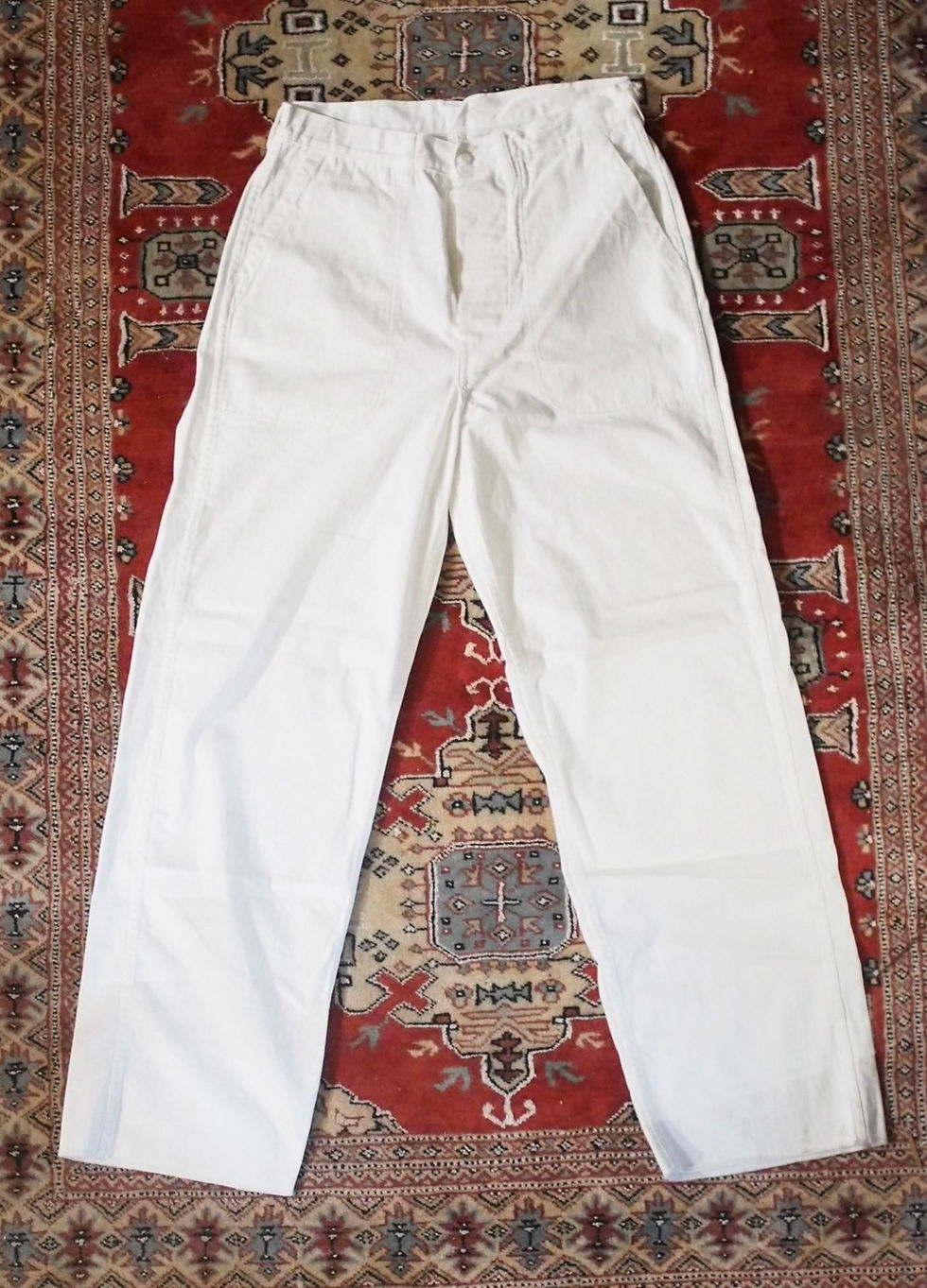 Thumbnail: Navy Dungarees - Bone White