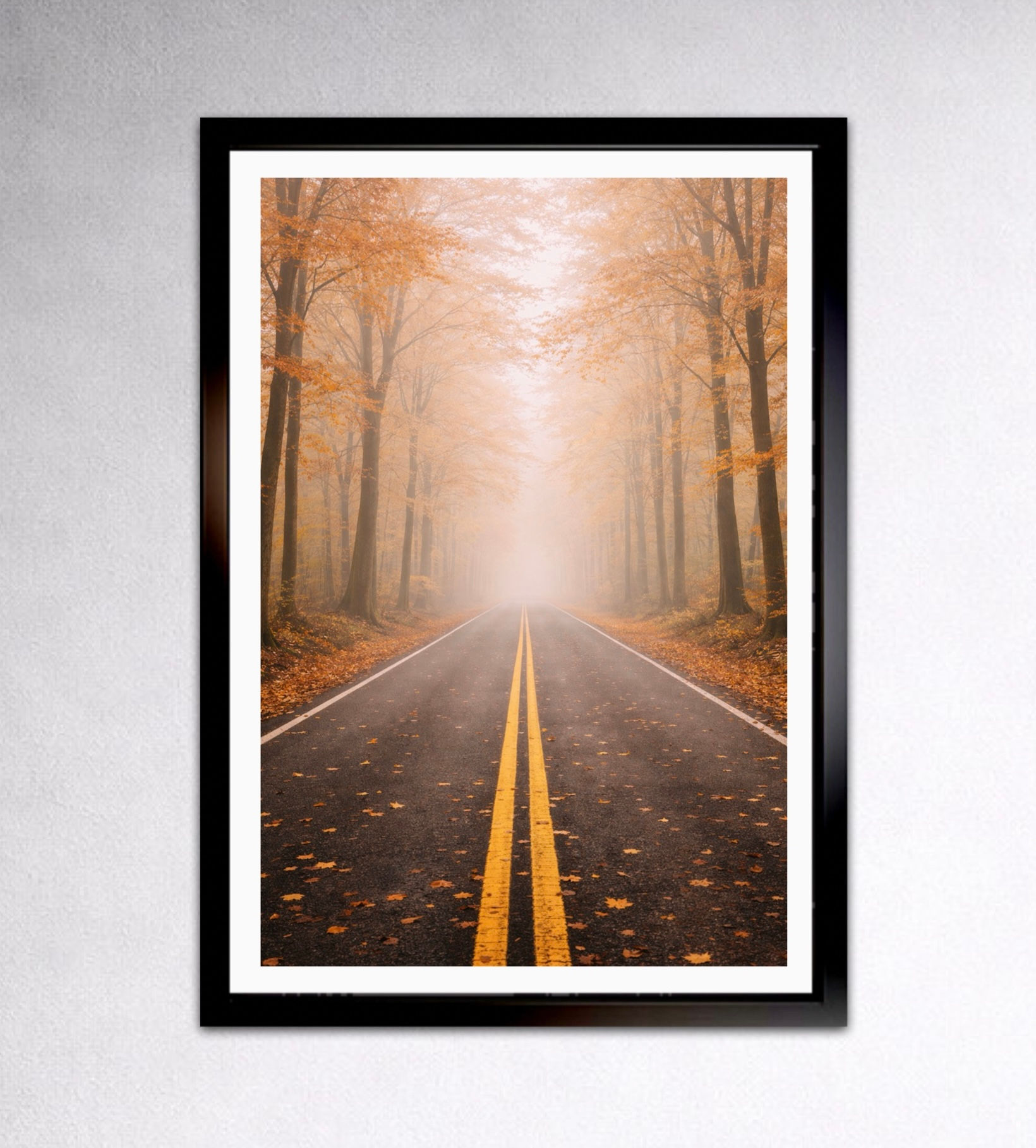 Herfstpad in Nevel – Gouden Rust & Diepte