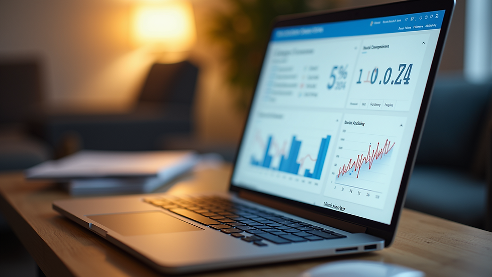Eye-level view of a laptop screen showing email campaign analytics dashboard