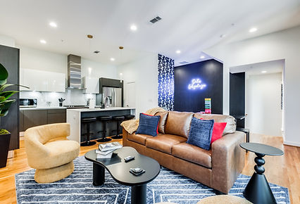 Rental property staging for short-term vacation home with modern, minimalist style