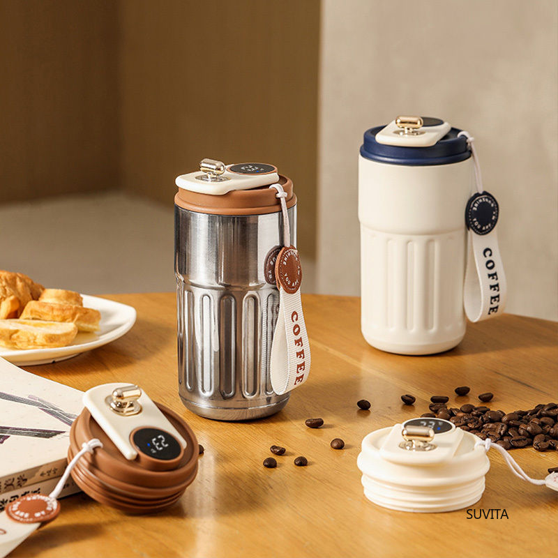 Intelligent Digital LED Temperature Display Coffee Cup Stainless Steel Thermo Bo