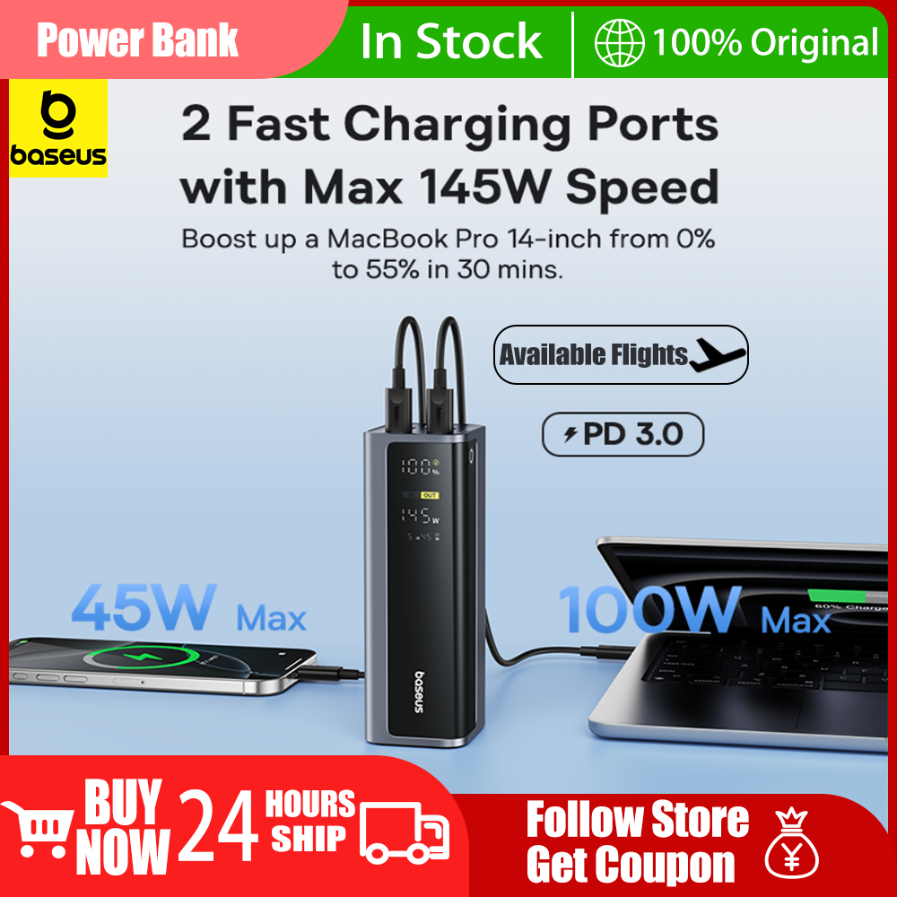 Baseus Power Bank 145W 20800mAh PD 100W Fast Charging with Smart Digital Displa