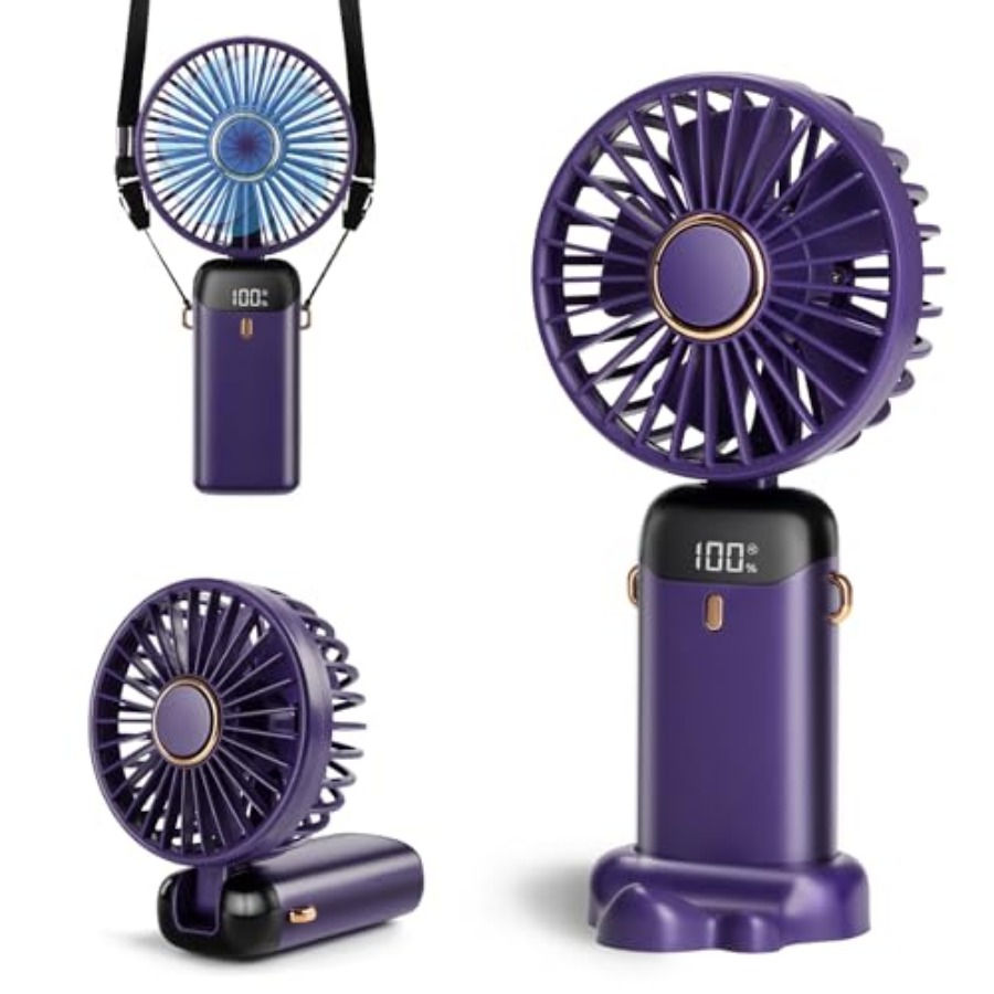 Portable Handheld Fan, 12 hours, Upgrade 3200mAh Portable Fan with LED Display,