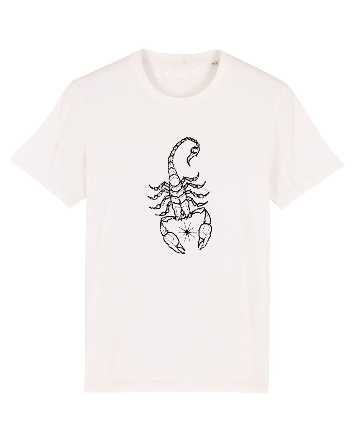 White t-shirt, Vintage print Scorpion, by Timon Blacksmith Tattoo