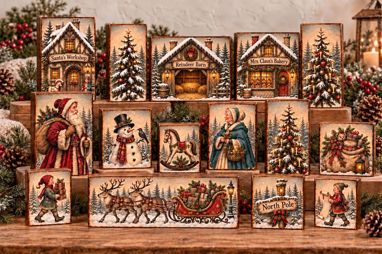 Olde World Santa's Village Block Set