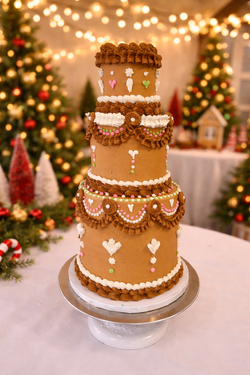 Three tiered gingerbread cake