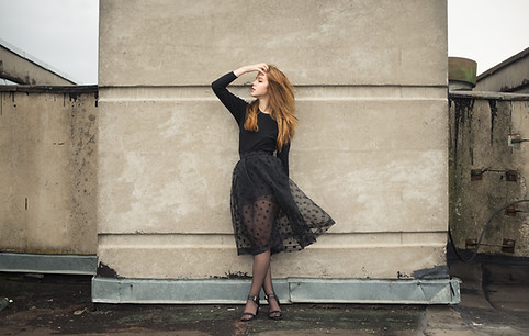woman in black dress