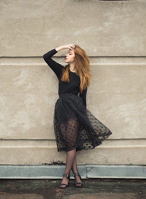 woman in black dress