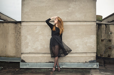 woman in black dress