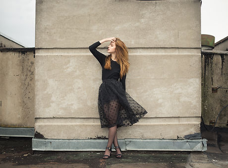 woman in black dress