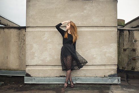 woman in black dress
