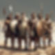 Group of David' Men in their 20s from the Biblical context standing together each person c