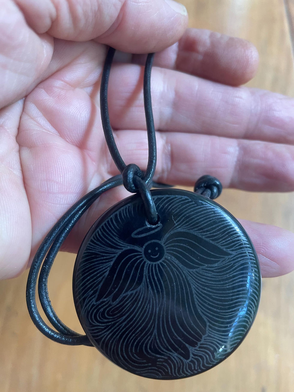 Thumbnail: Funky Angel Obsidian Pendant necklace | Protector | Gift