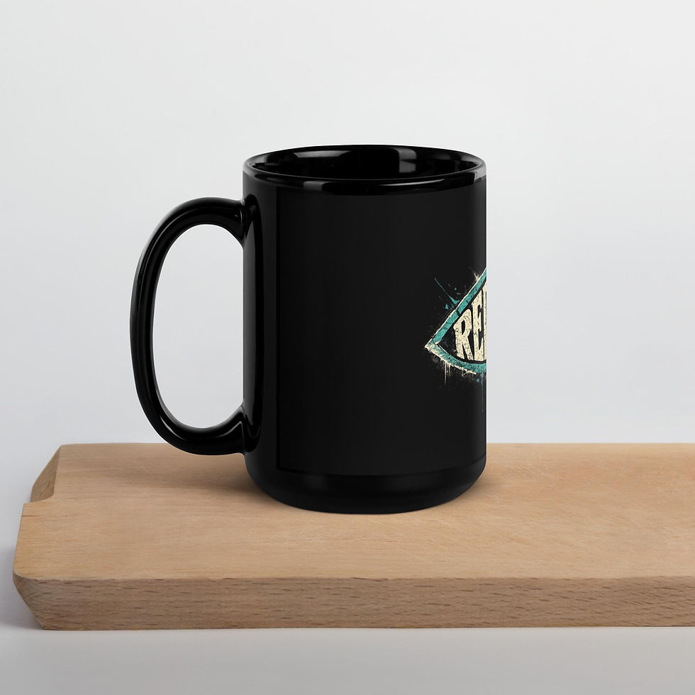 redeemed jesus fish symbol on black glossy ceramic mug