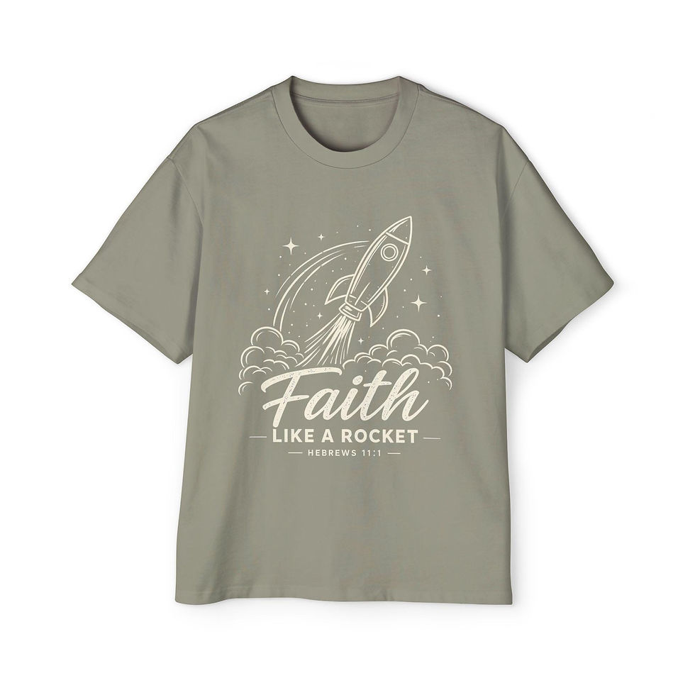 Thumbnail: Faith Like a Rocket T-Shirt | Rocket Launch Christian Tee
