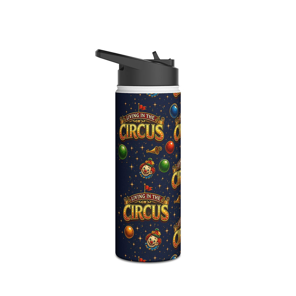 Thumbnail: Circus Theme Stainless Steel Water Bottle | Clown, Juggling Balls, Stars