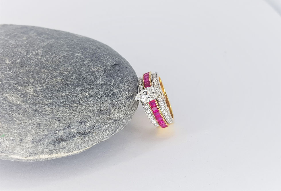 Thumbnail: 18K Gold Detachable Marquee Ruby Ring