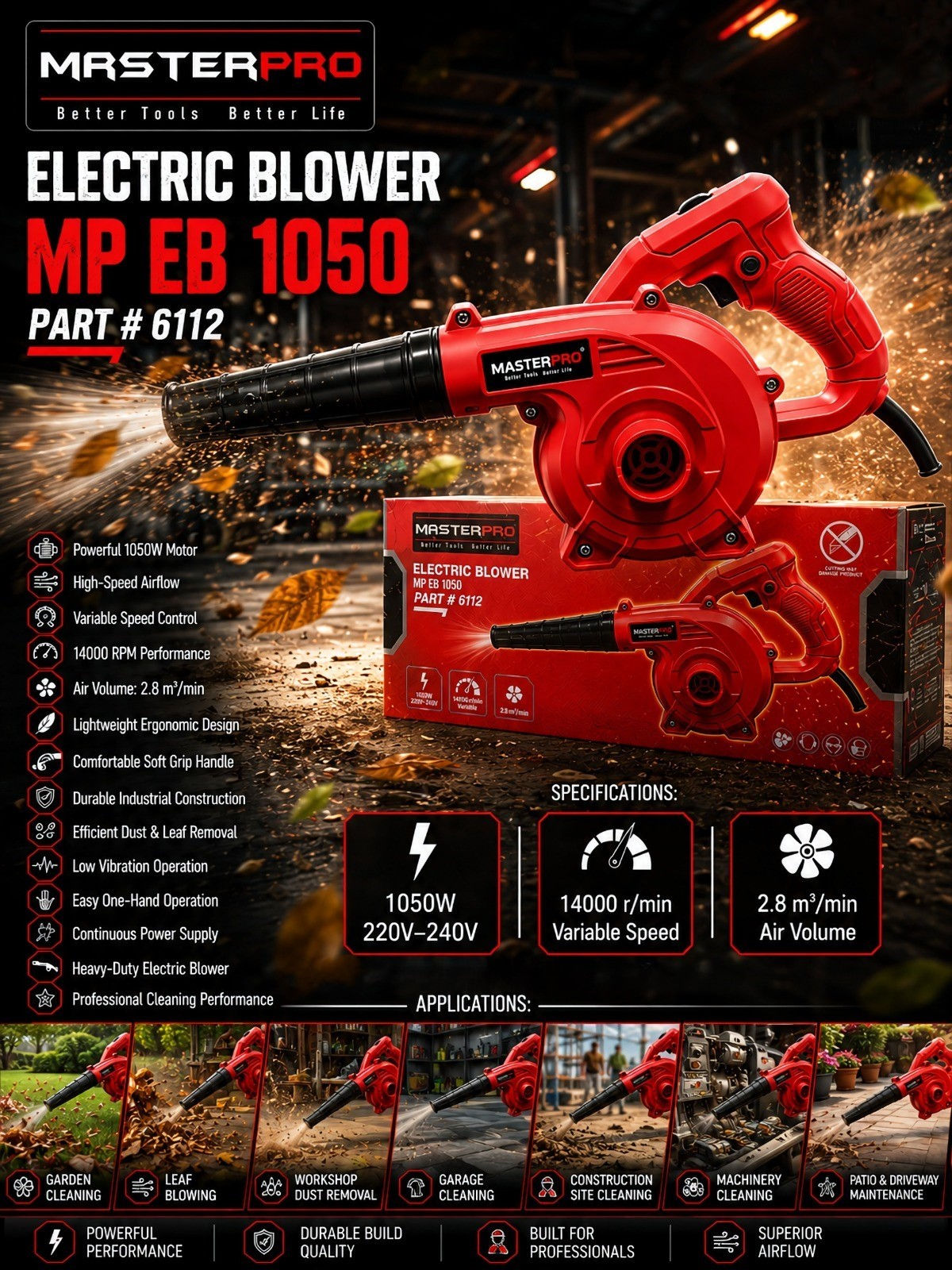 MasterPro EB 1050 1050W Electric Air Blower | KITTCO