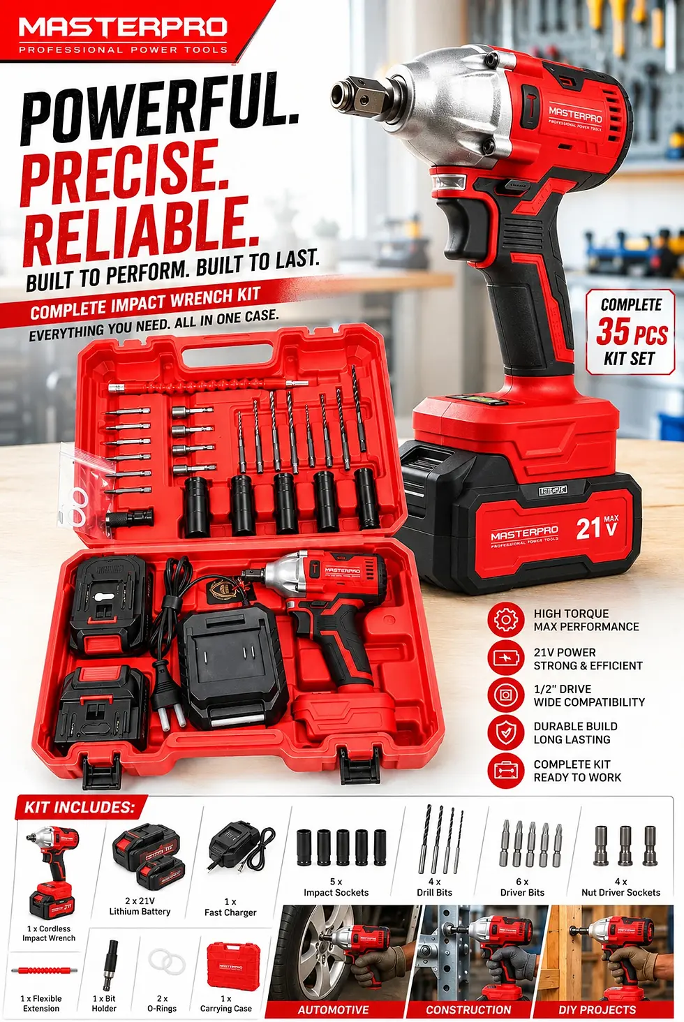 Thumbnail: MP CL IM 4500 MASTER PRO CORDLESS BRUSHLESS IMPACT WRENCH 21V
