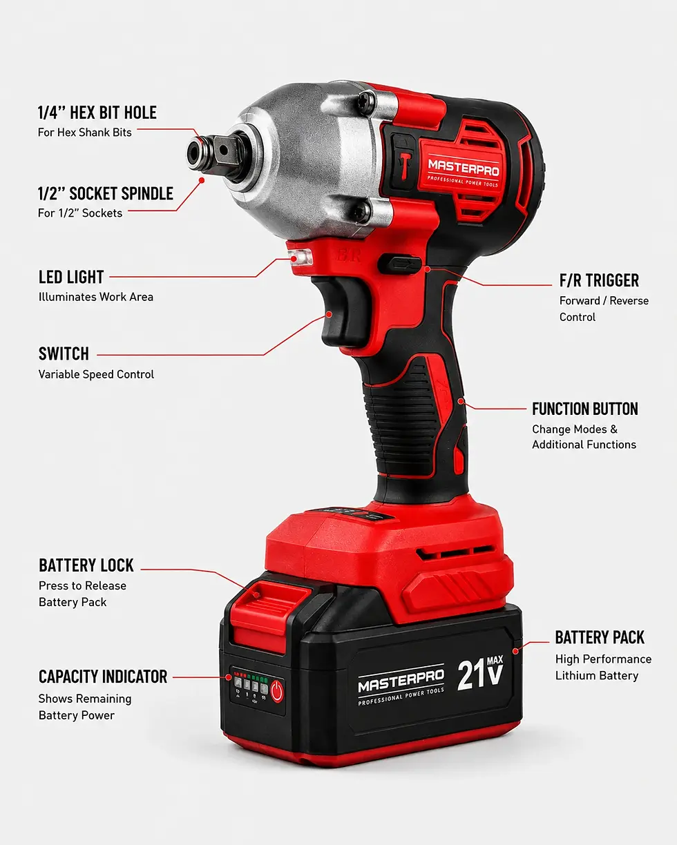 Thumbnail: MP CL IM 4500 MASTER PRO CORDLESS BRUSHLESS IMPACT WRENCH 21V