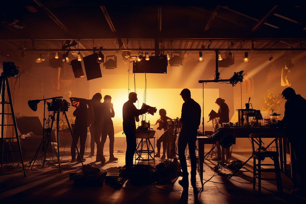 Film Production Crew Getting the Set Ready