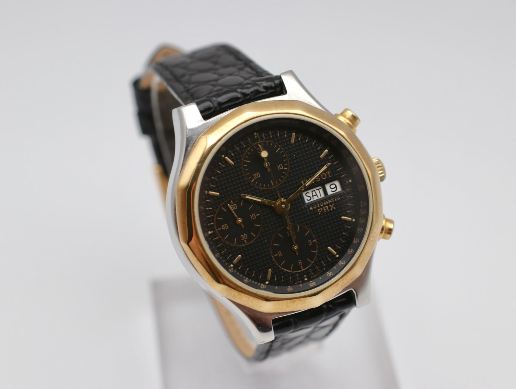 1990s | Tissot PRX Automatic Chronograph Black Dial Gents Watch | P376 | 7750