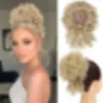 Thumbnail: Synthetic Messy Bun Hair Piece 60g Elastic Drawstring Loose Wave Curly Hair Buns