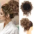 Thumbnail: Synthetic Messy Bun Hair Piece 60g Elastic Drawstring Loose Wave Curly Hair Buns