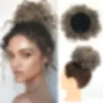 Thumbnail: Synthetic Messy Bun Hair Piece 60g Elastic Drawstring Loose Wave Curly Hair Buns