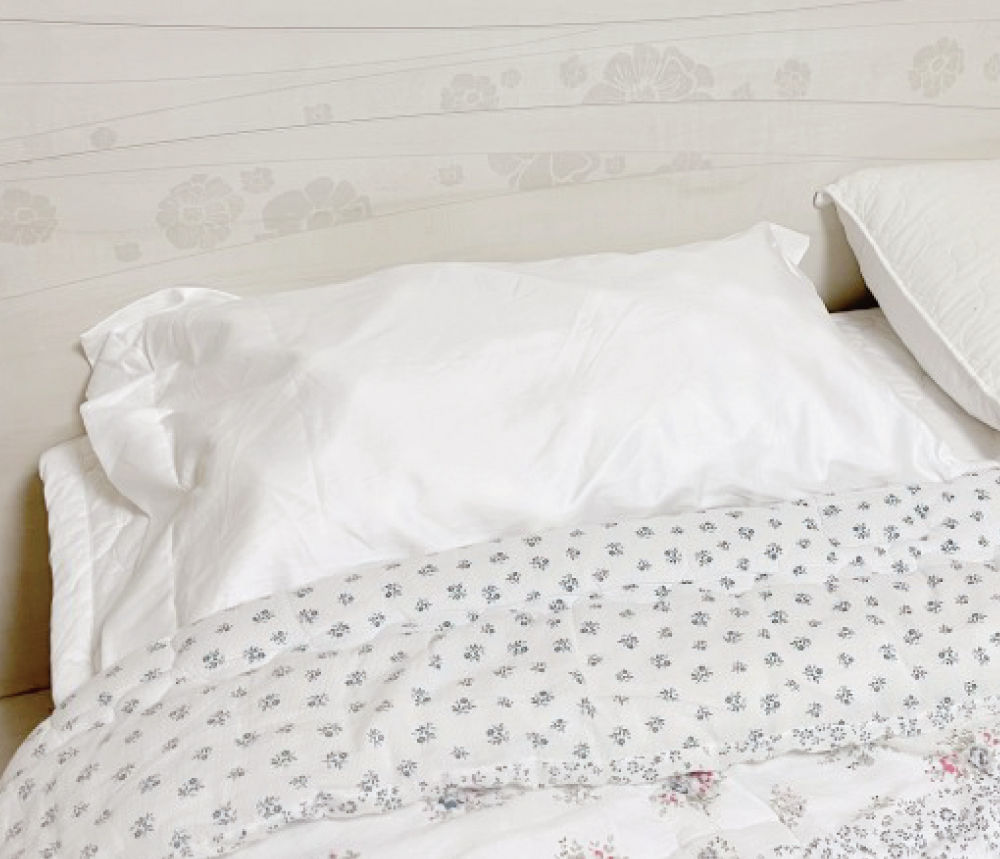 Pillow in a typical home bedroom.