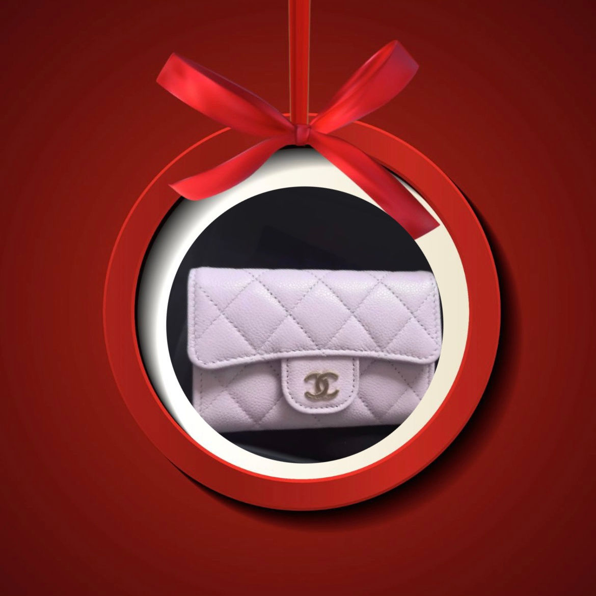 Chanel 24S Classic Flag Caviar Cardholder Light Purple Pink