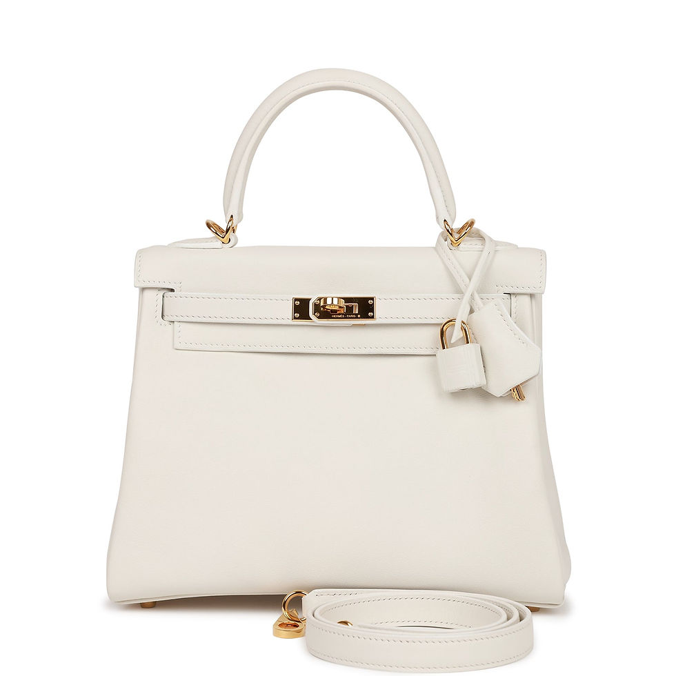 Hermès Kelly Retourne 25 White Swift Gold Hardware
