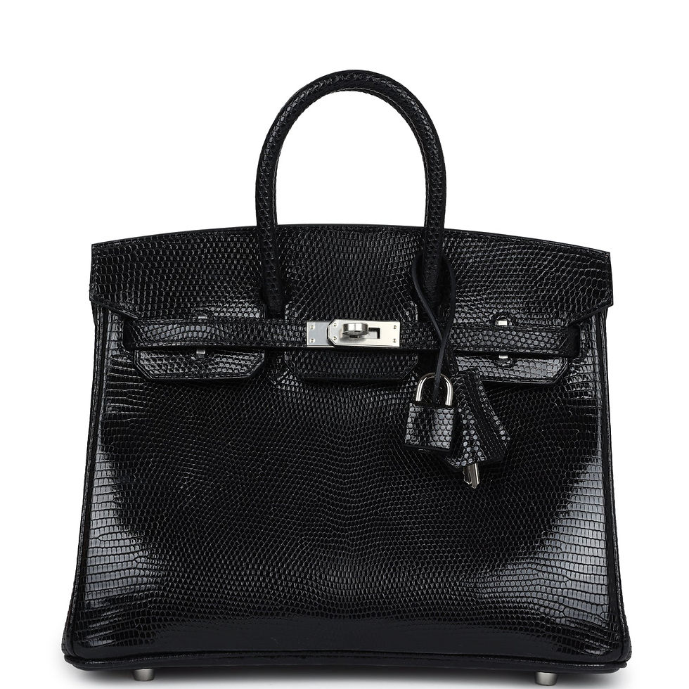 Hermès Birkin 25 Black Shiny Varanus Niloticus Lizard Palladium Hardware