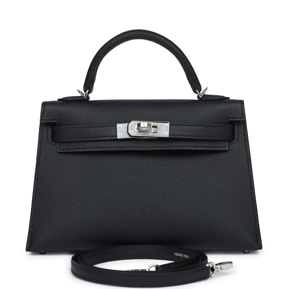 Hermès Kelly Sellier 20 Black Epsom Palladium Hardware