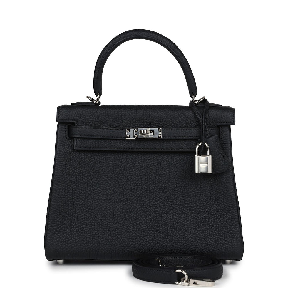 Hermès Kelly Retourne 25 Black Togo Palladium Hardware