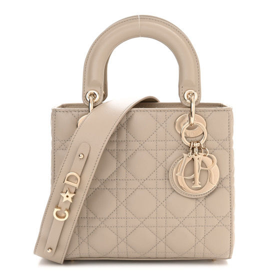 CHRISTIAN DIOR Lambskin Cannage Small My ABCDior Lady Dior Hazelnut ALL COLOR