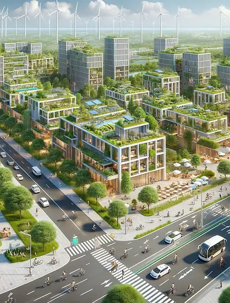 DALL·E-2024-05-24-13.37.24-A-realistic-depiction-of-a-sustainable-city.-The-cityscape-feat