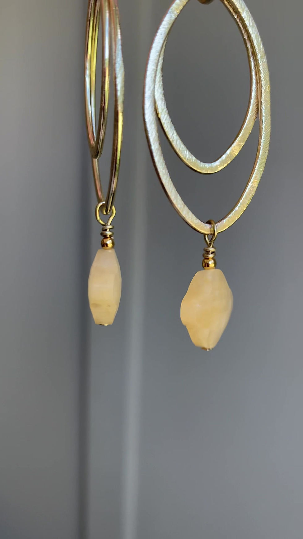 Thumbnail: A video of yellow Jade drop earrings handmade