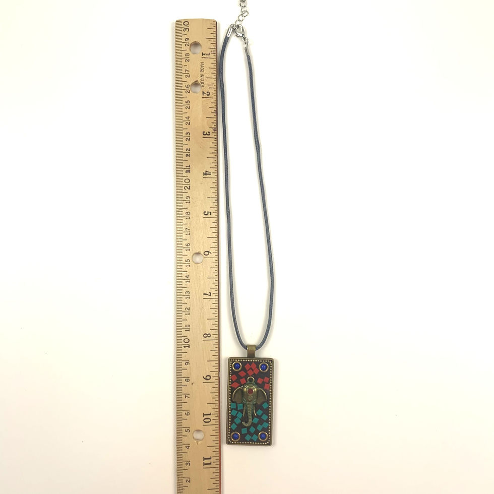 Thumbnail: Rectangular mosaic pendant necklace with ruler for scale
