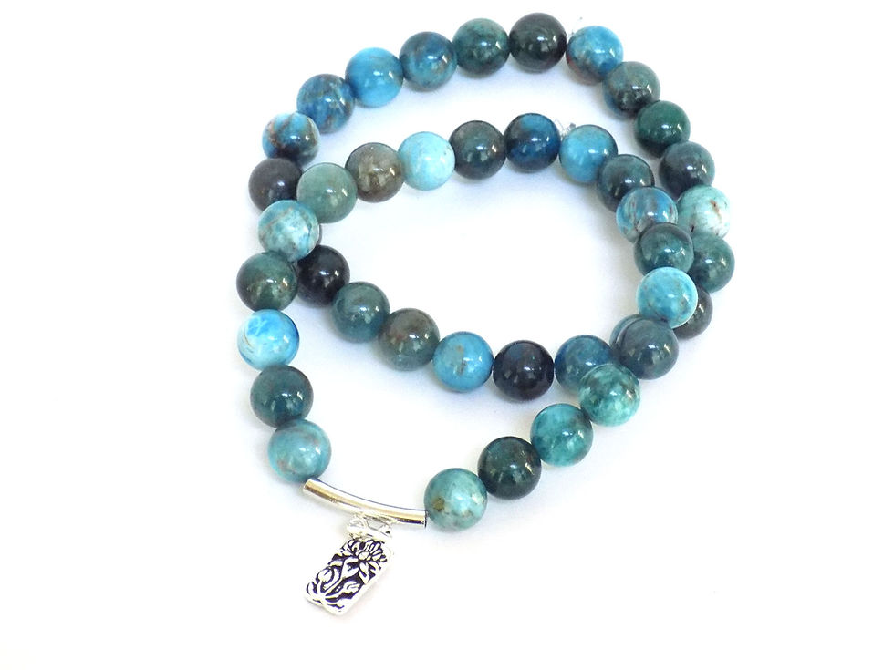 Thumbnail: Blue and teal beaded bracelet with silver charm