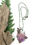 Thumbnail: Handcrafted Pink Purple Floral Pendant: Green Rosary Chain Necklace