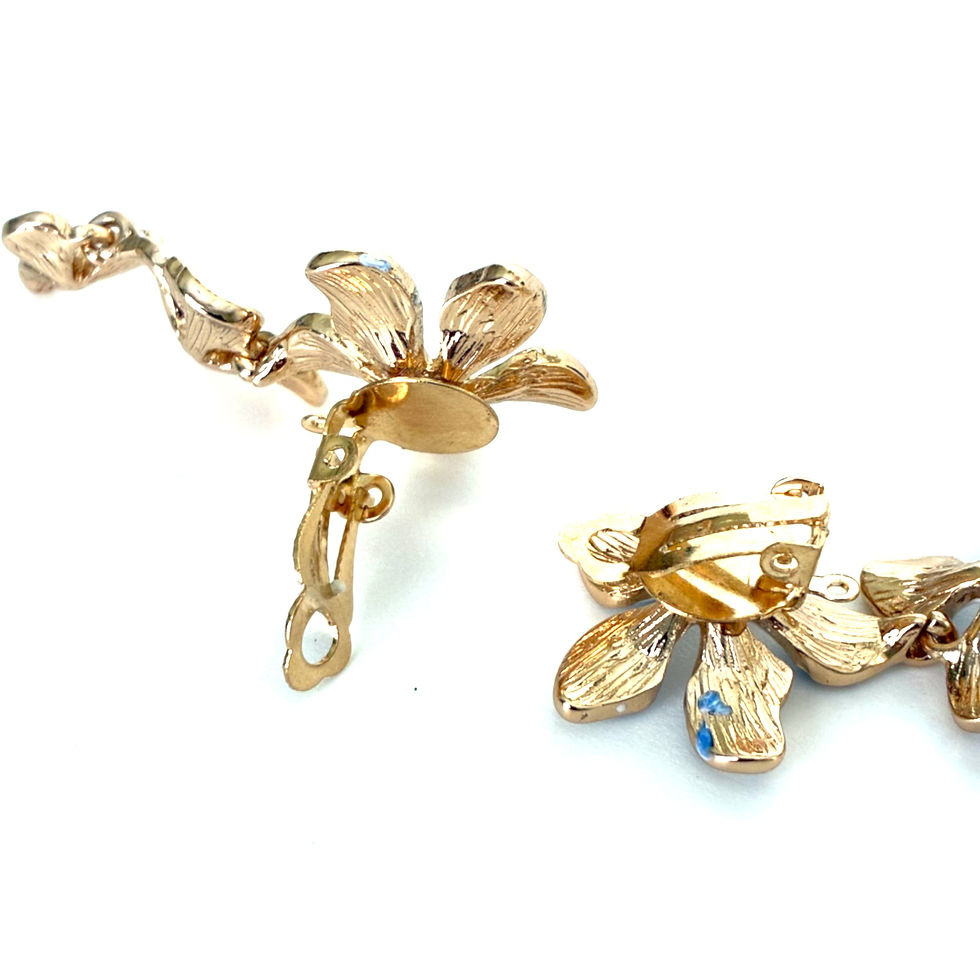 Thumbnail: Image of back of gold tone clip on earrings.