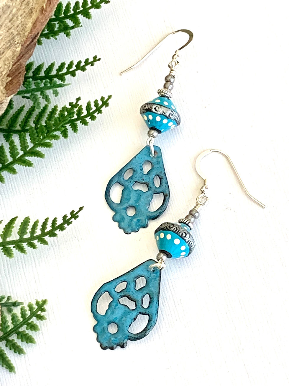 Handcrafted Blue Enamel Dangle Earrings: Lightweight, Unique Artisan Jewelry