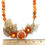 Thumbnail: Handcrafted Repurposed Vintage Jewelry Necklace: Chunky Orange Floral Bib Agate