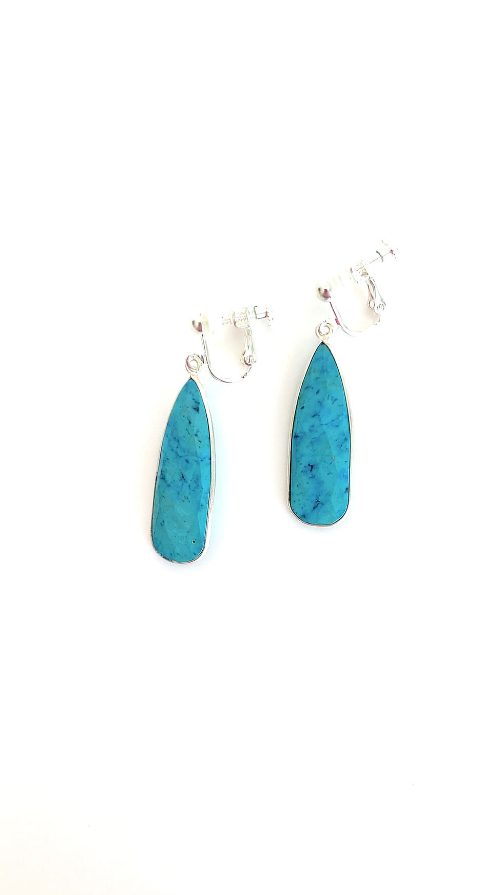 Thumbnail: A video of long turquoise colored Howlite dangle earrings